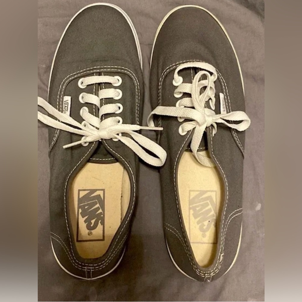 Vans Dark Gray Canvas Sneakers with White Details